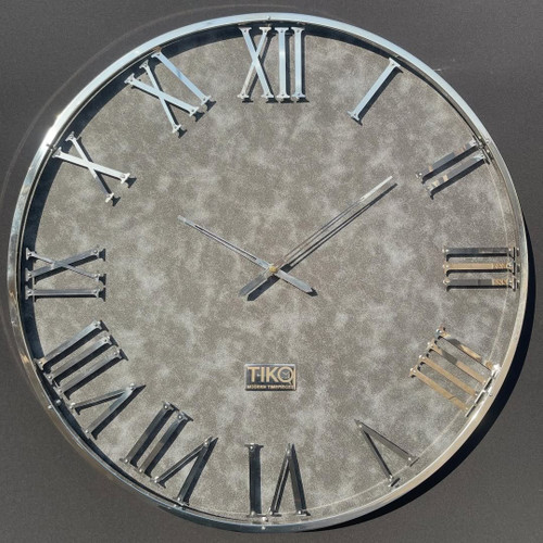 ساعت دیواری چرم ابروبادی و استیل سیلور