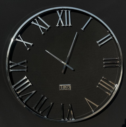 ساعت دیواری چرم سوزنی مات و استیل سیلور